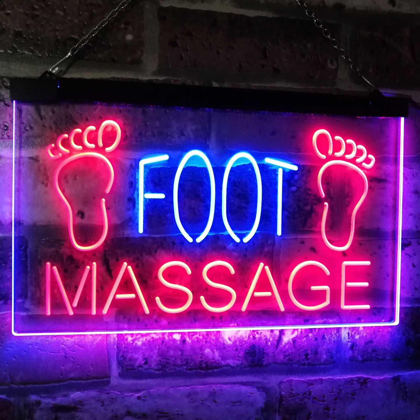 Foot Massage Shop Dual Color Led Neon Sign